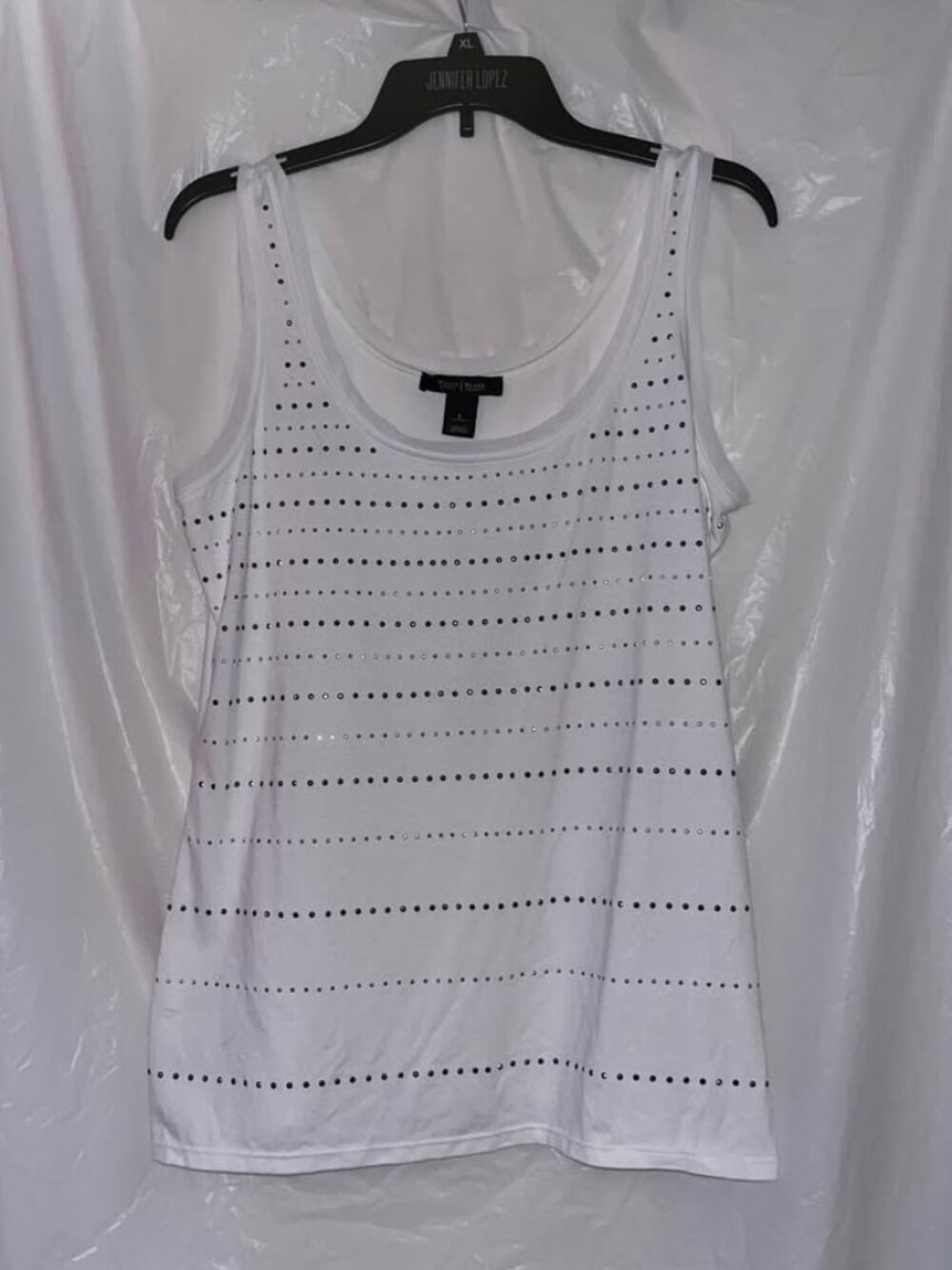White House Black Market White Studded Tank Top, Large
